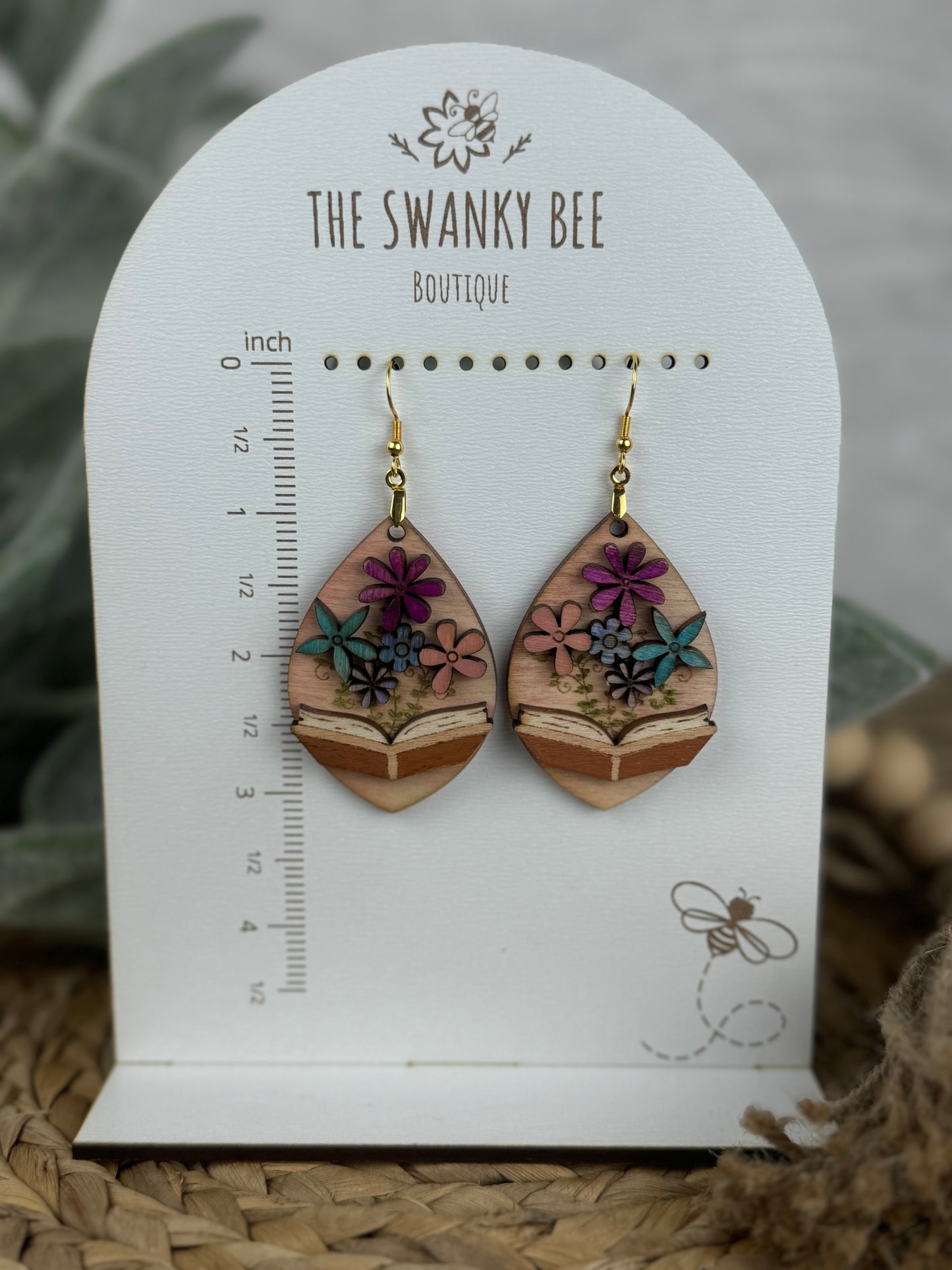 Books and Flowers Earrings