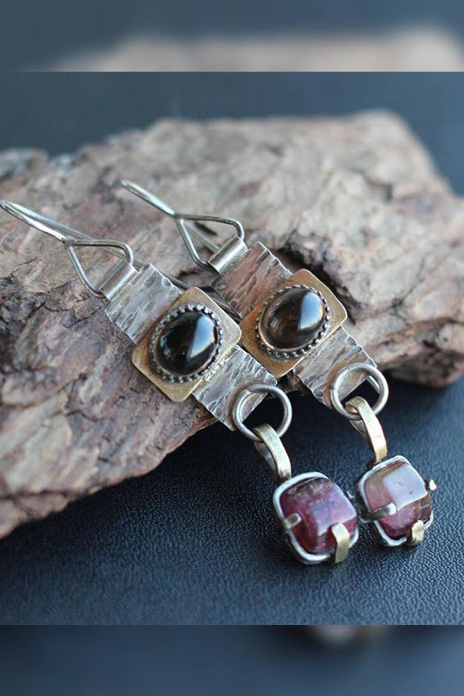 Vintage Metal and Crystal Earrings