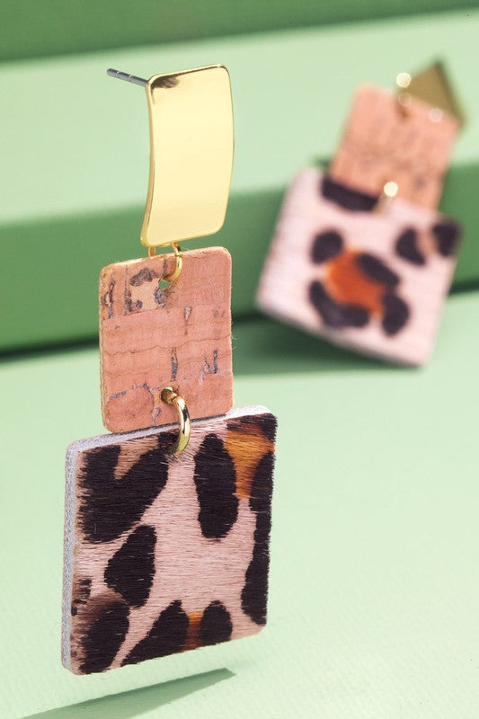 Faux Leather and Cork Earrings