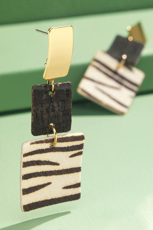 Faux Leather and Cork Earrings