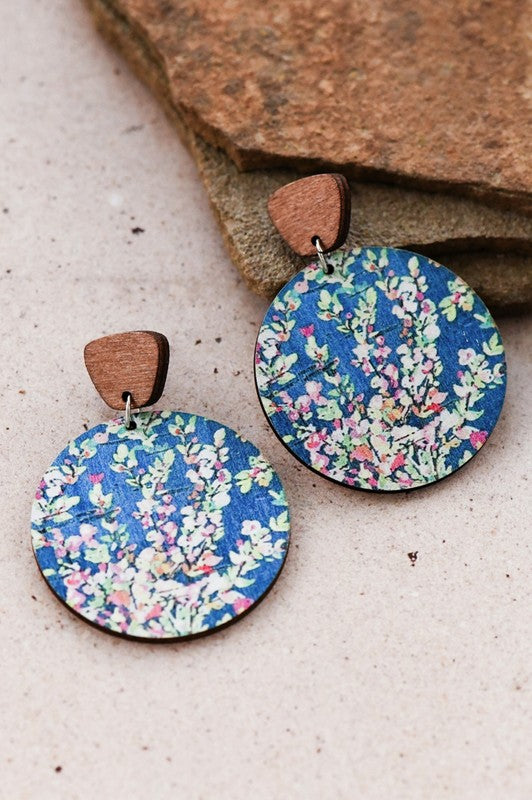 Boho Painted Wood Drop Earrings