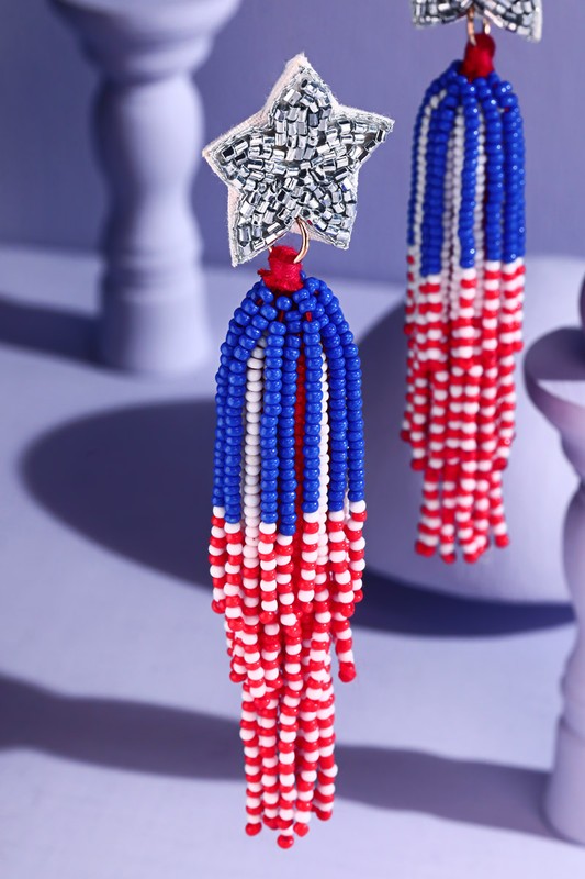 American Seed Bead Star Earrings