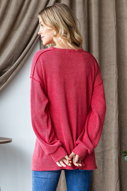 Be Merry Puff Sleeve Ribbed Top