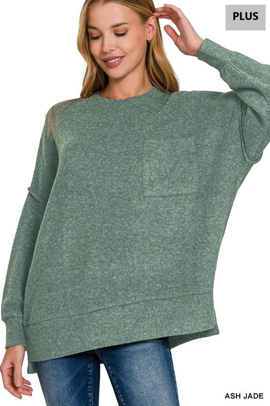 Brushed Melange Drop Shoulder Oversized Sweater