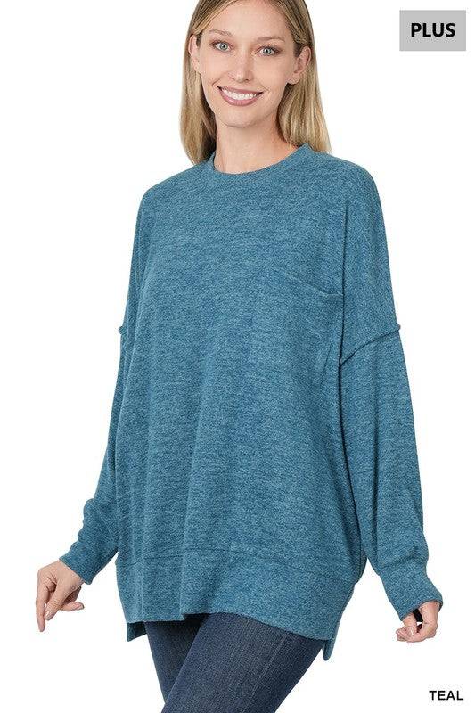 Brushed Melange Drop Shoulder Oversized Sweater