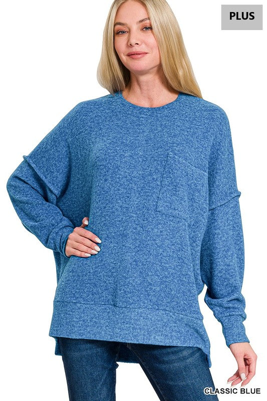 Brushed Melange Drop Shoulder Oversized Sweater