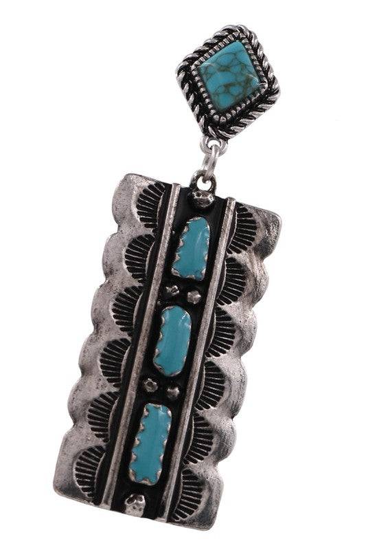 Western Concho Turquoise Dangle Earrings