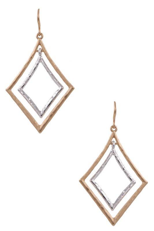 Metal Layered Geometric Dangle Earrings