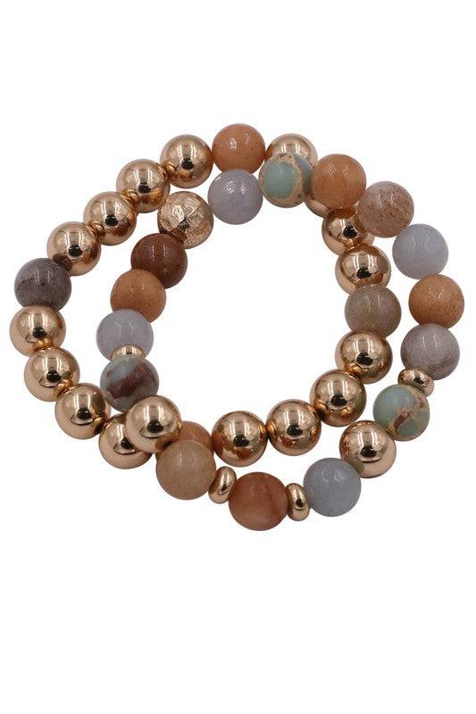 Semi Precious Stone Stretch Bracelet Set