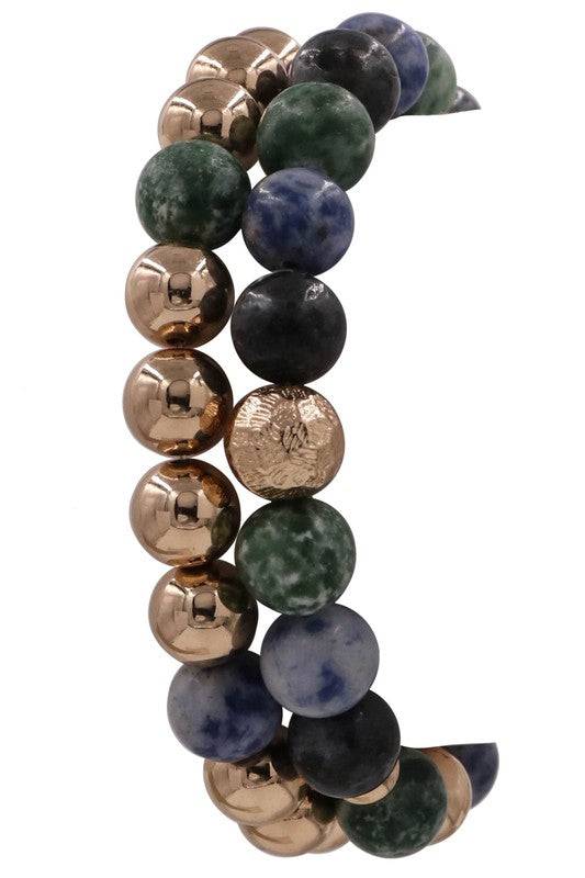 Semi Precious Stone Stretch Bracelet Set