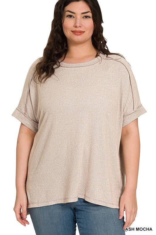 Soft Melange Hacci Short Sleeve Hi-Low Tee