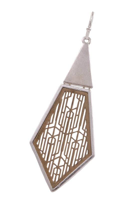 Metal Geometric Cut Out Drop Earrings