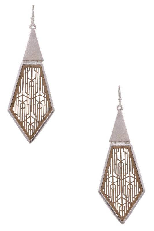 Metal Geometric Cut Out Drop Earrings