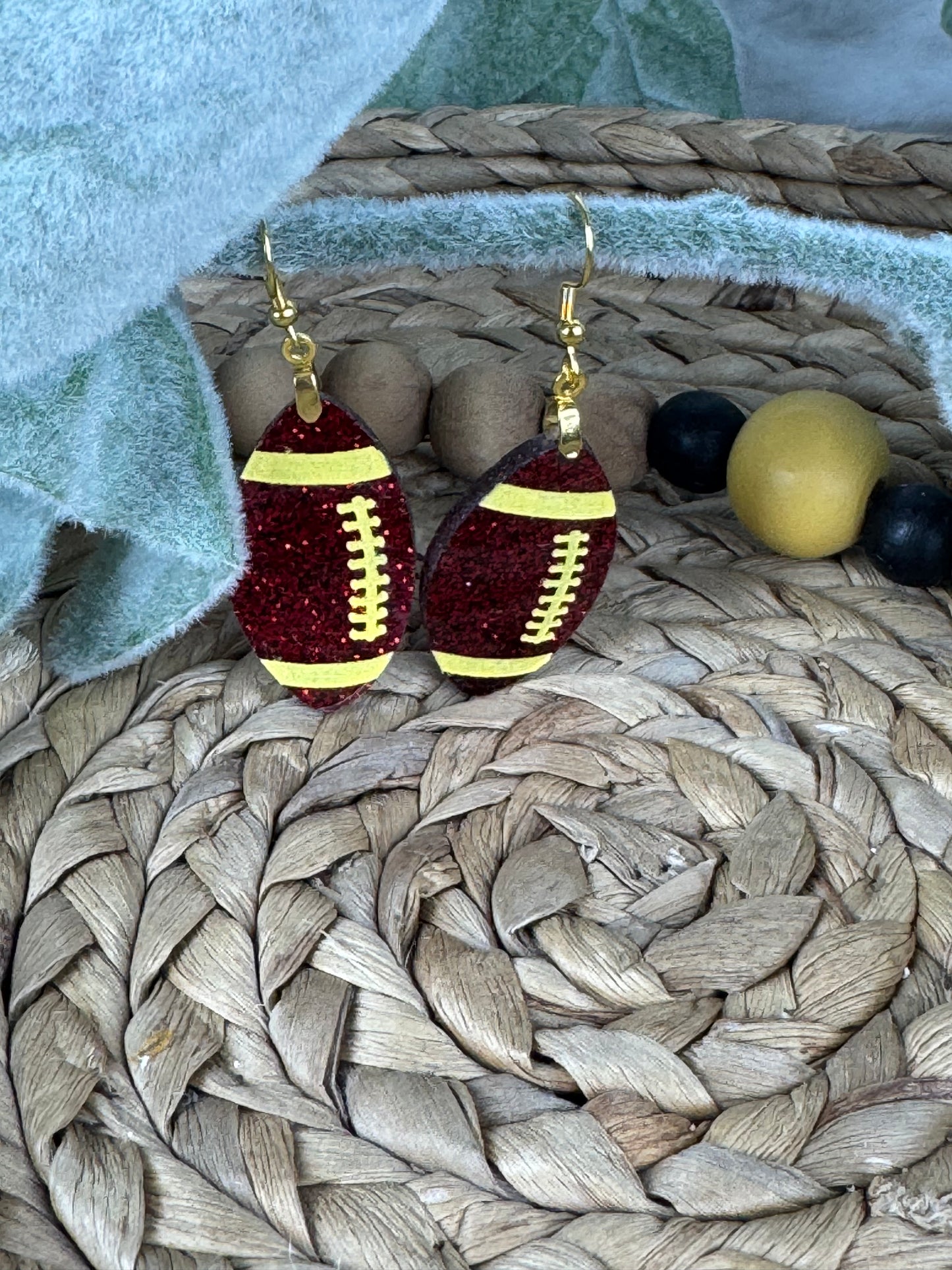 Glitter Football Earrings