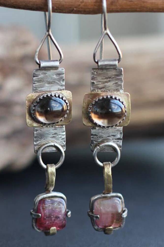 Vintage Metal and Crystal Earrings