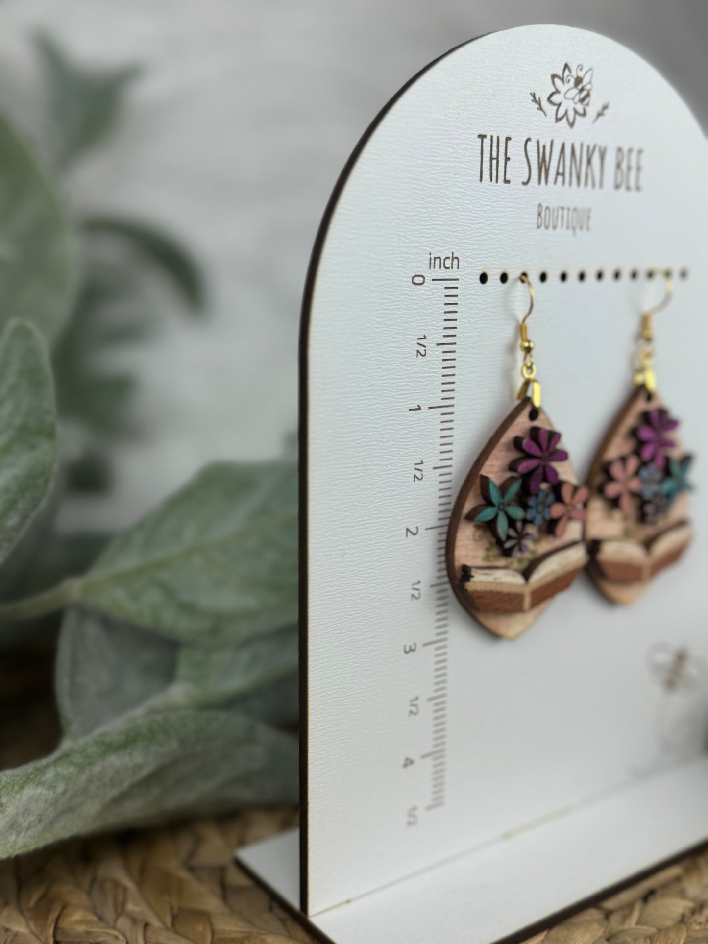 Books and Flowers Earrings