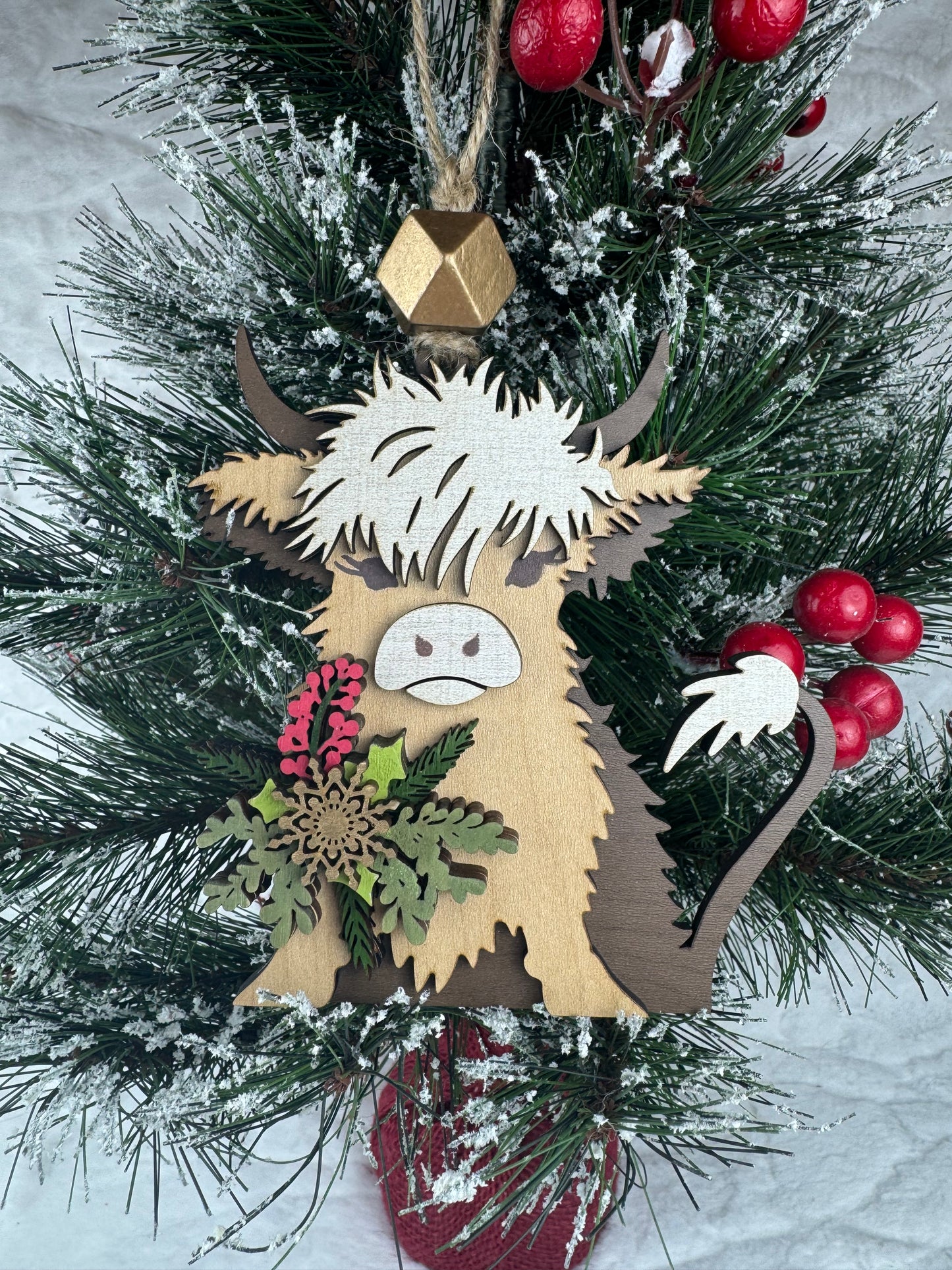 Handcrafted Highland Cow Ornament