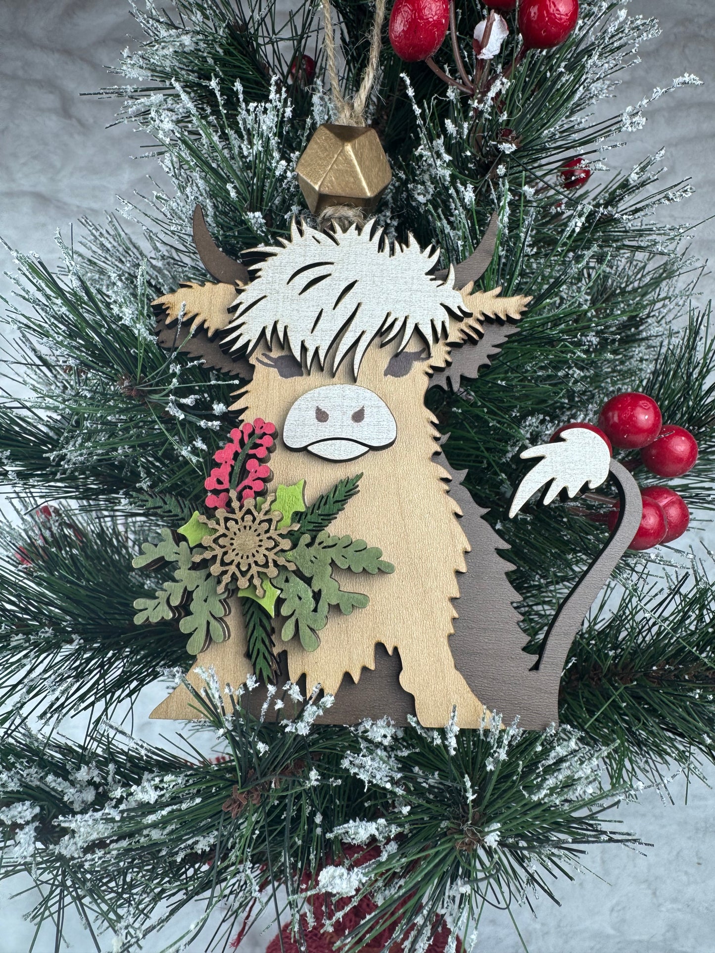 Charming Highland Cow ornament for holiday decor