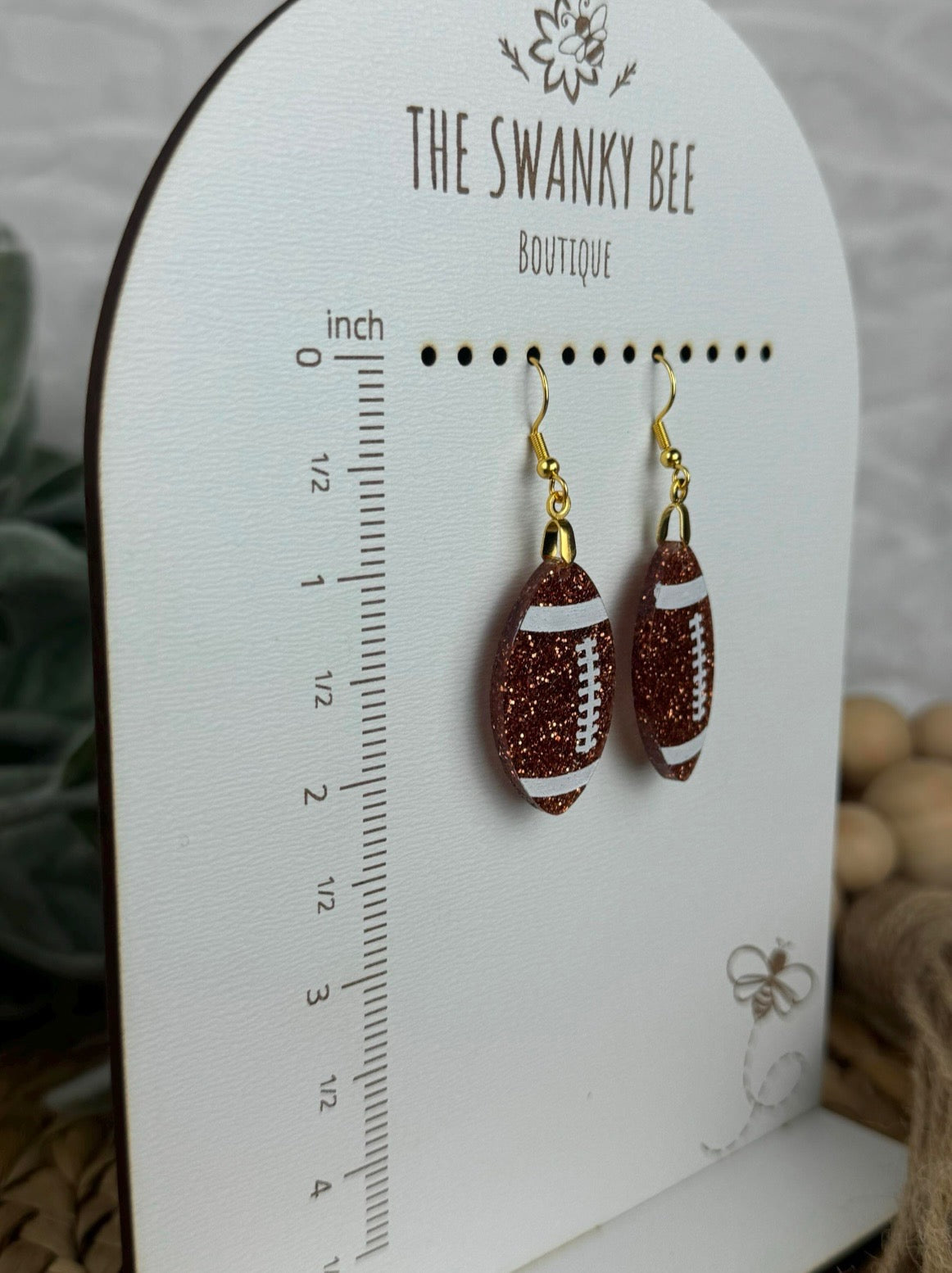 Glitter Football Earrings