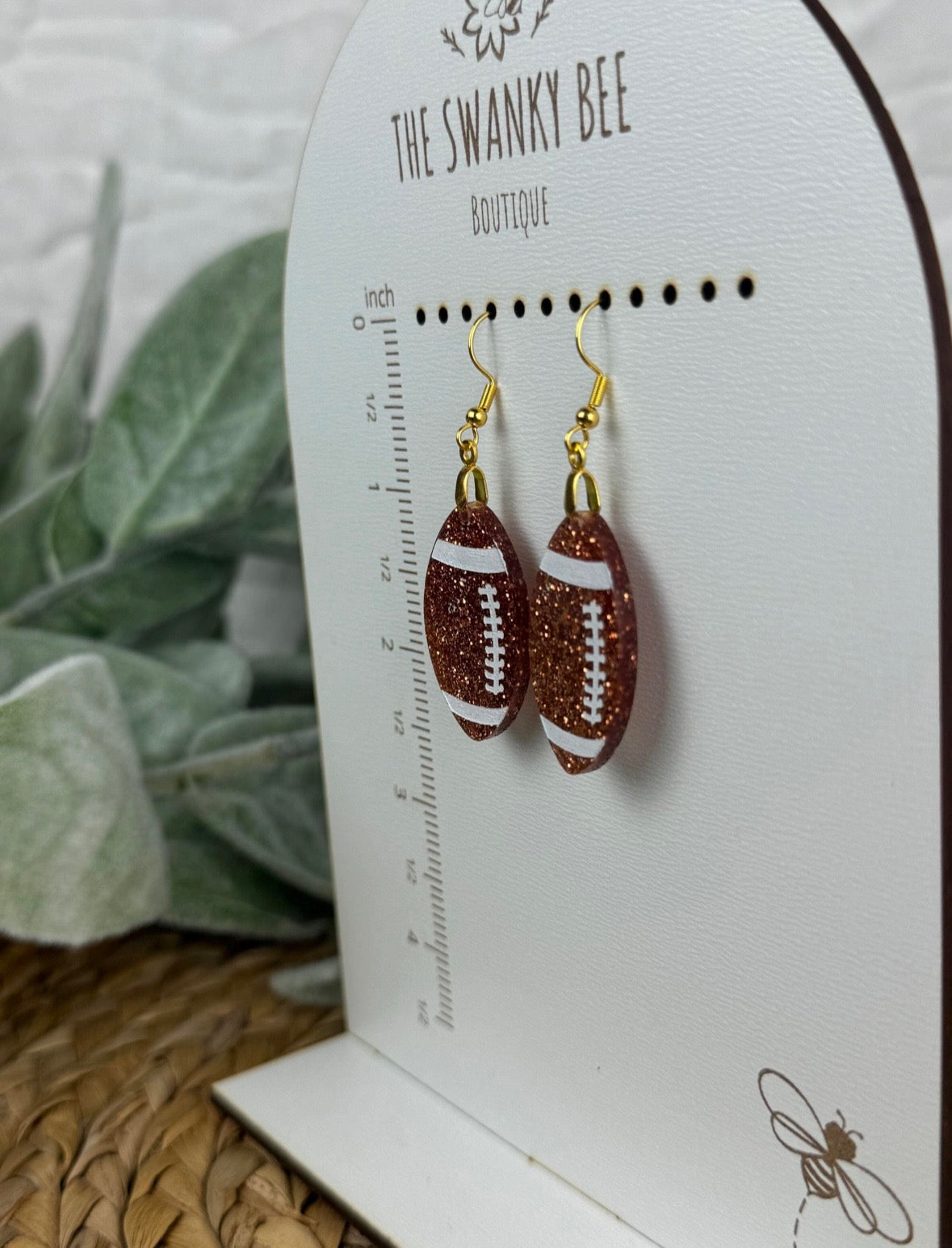 Glitter Football Earrings