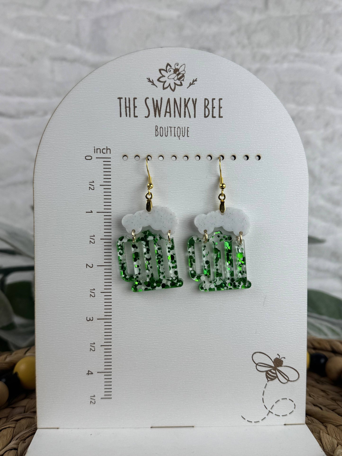 St. Patrick’s Day Beer-ings - Green Beer Mug Earrings