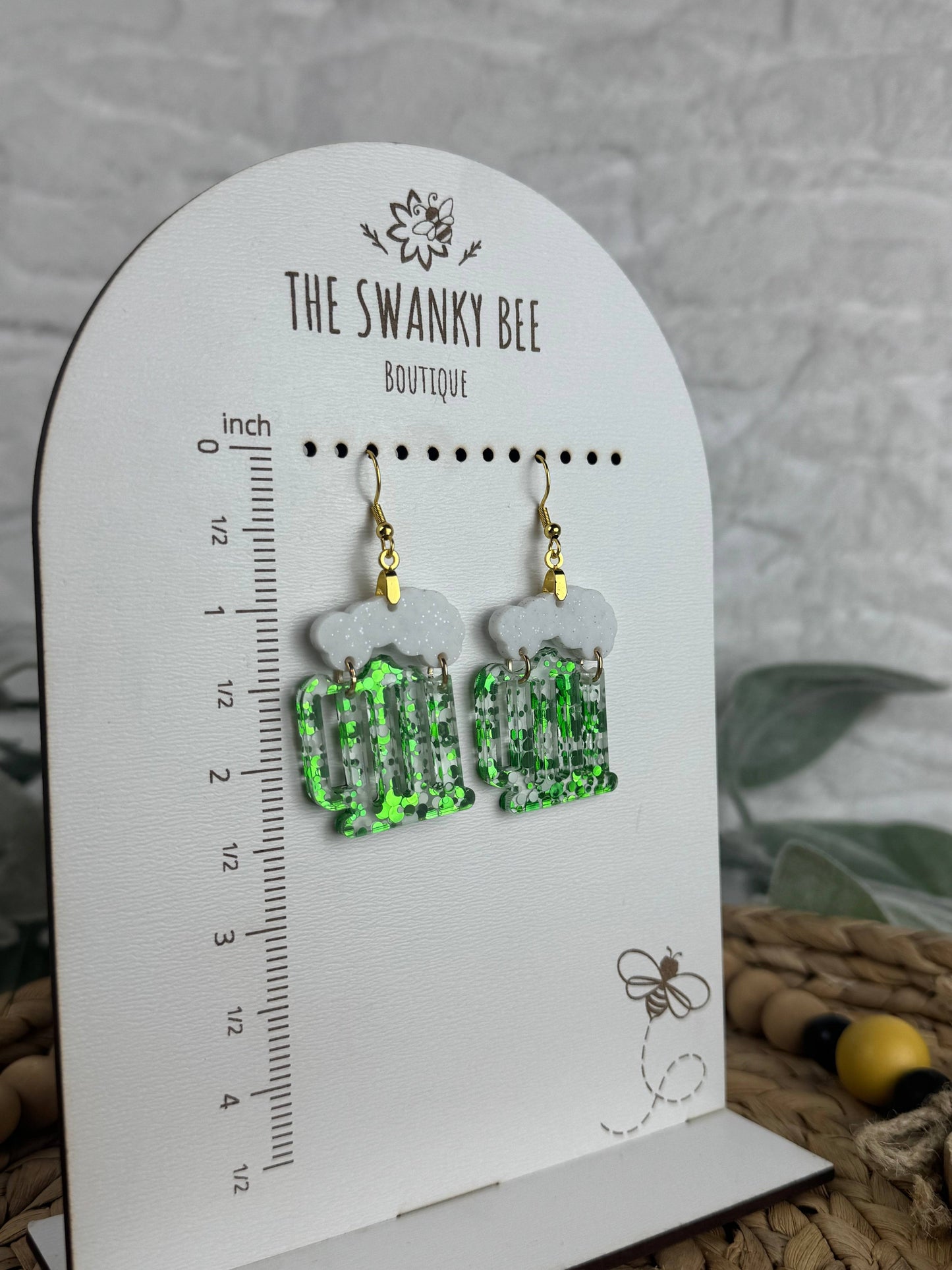 St. Patrick’s Day Beer-ings - Green Beer Mug Earrings