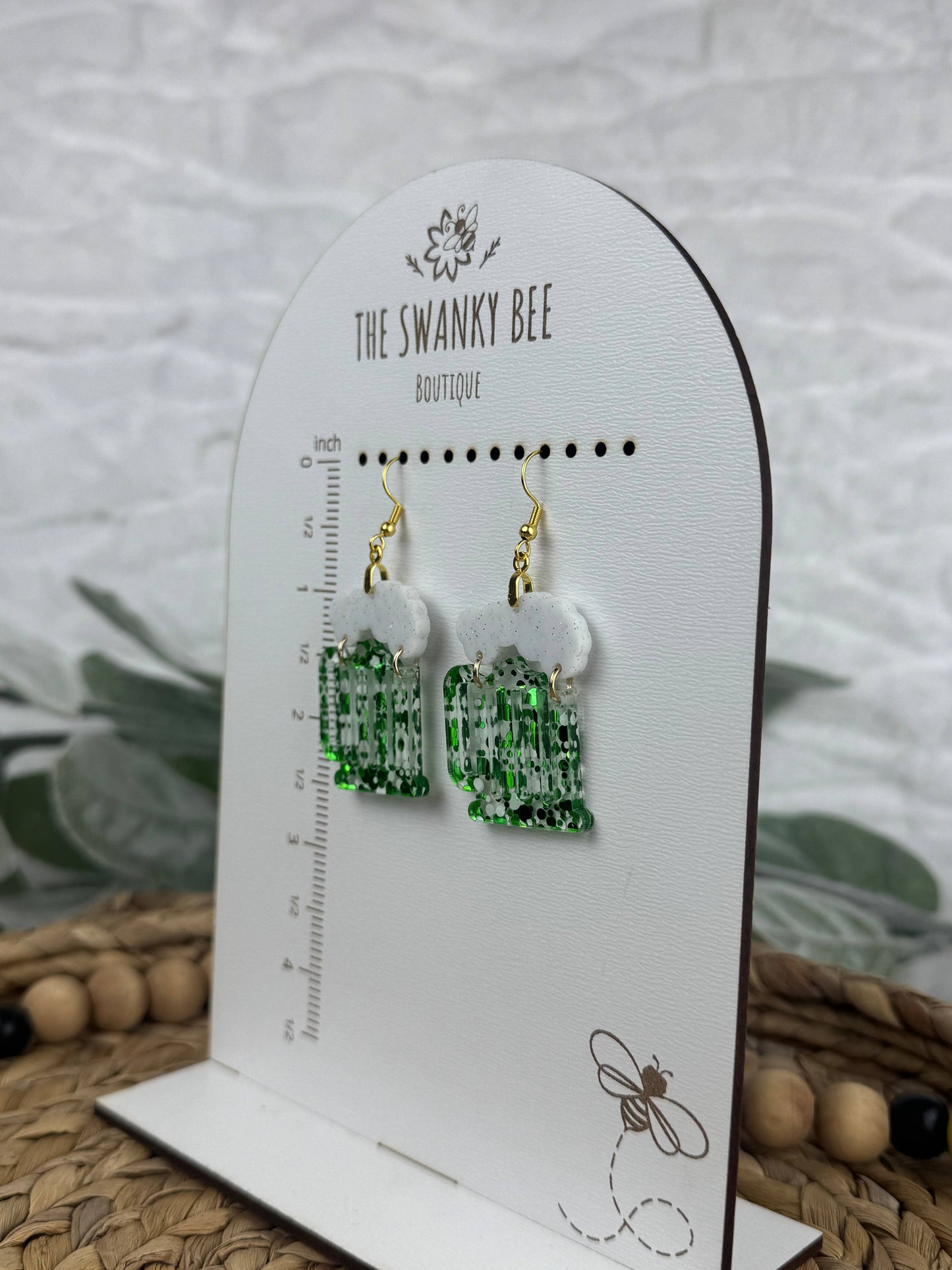 St. Patrick’s Day Beer-ings - Green Beer Mug Earrings