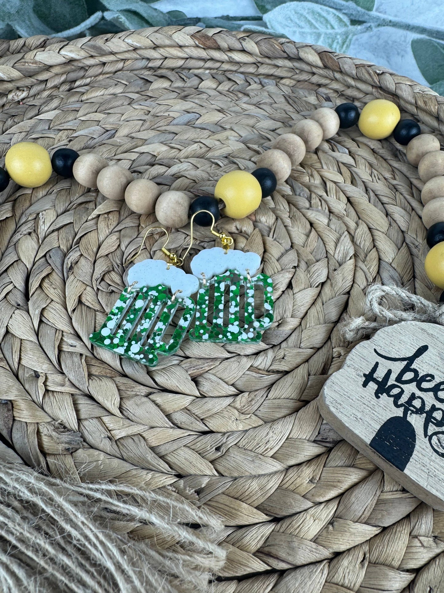 St. Patrick’s Day Beer-ings - Green Beer Mug Earrings