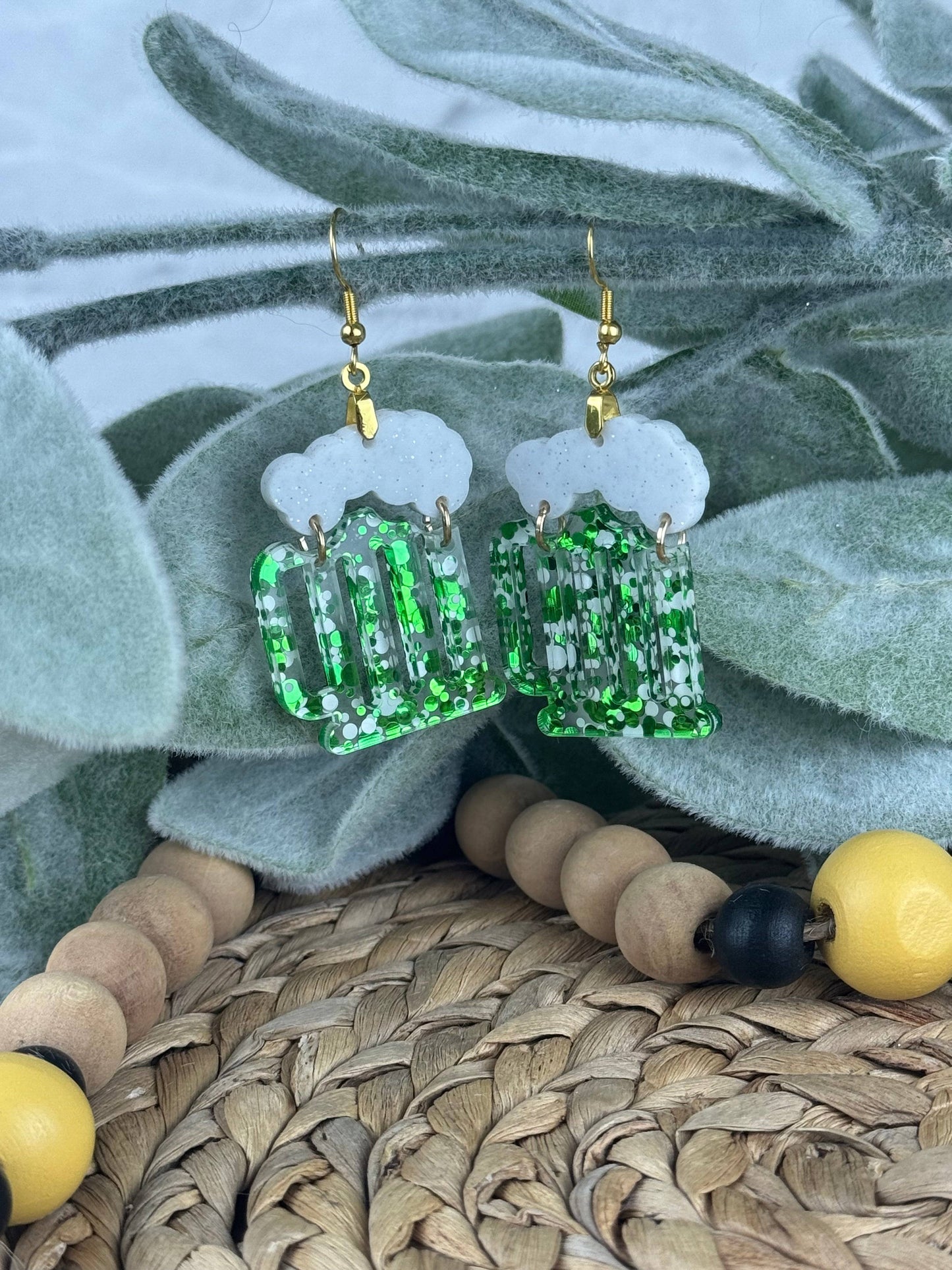 St. Patrick’s Day Beer-ings - Green Beer Mug Earrings