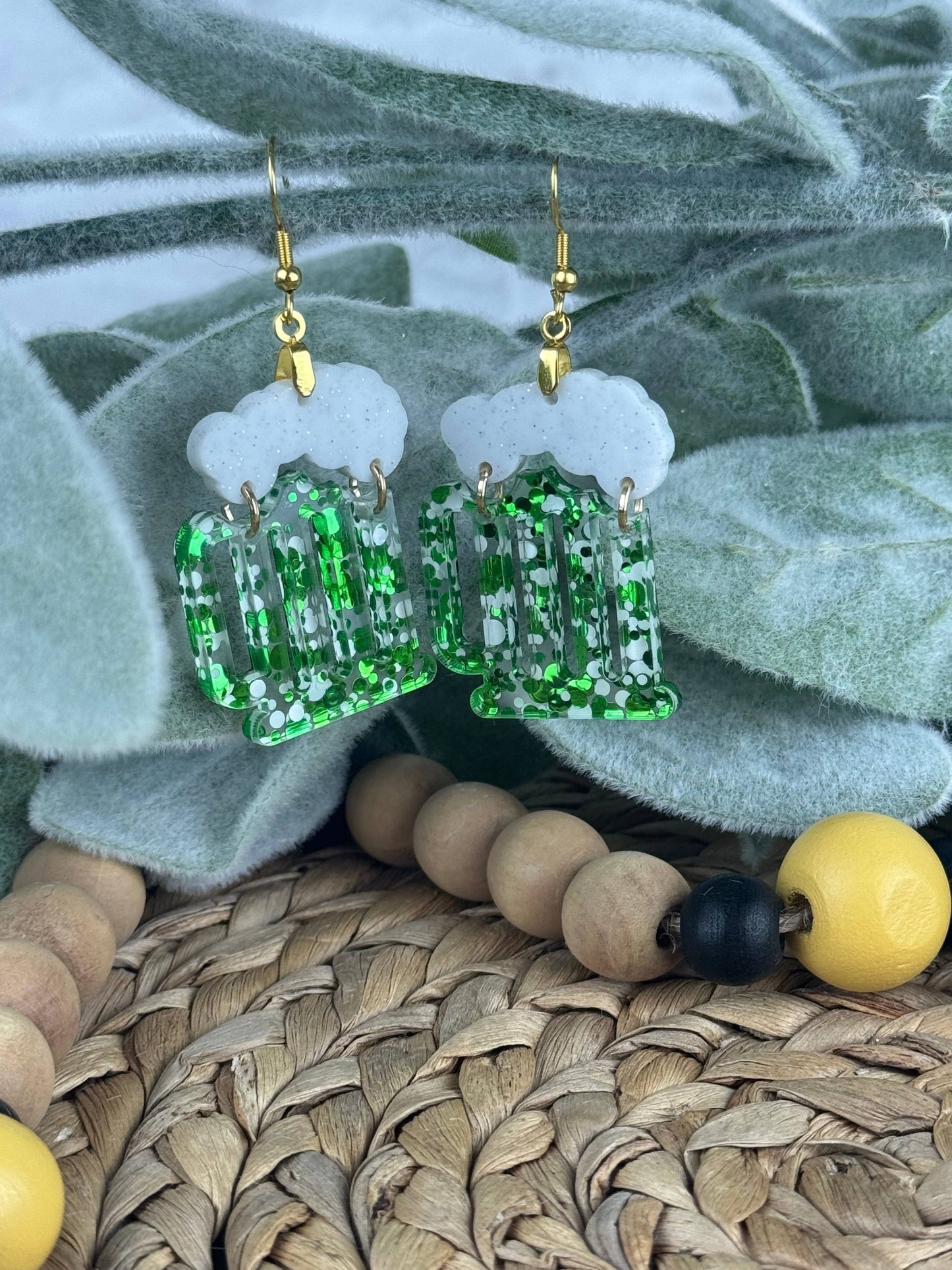 St. Patrick’s Day Beer-ings - Green Beer Mug Earrings