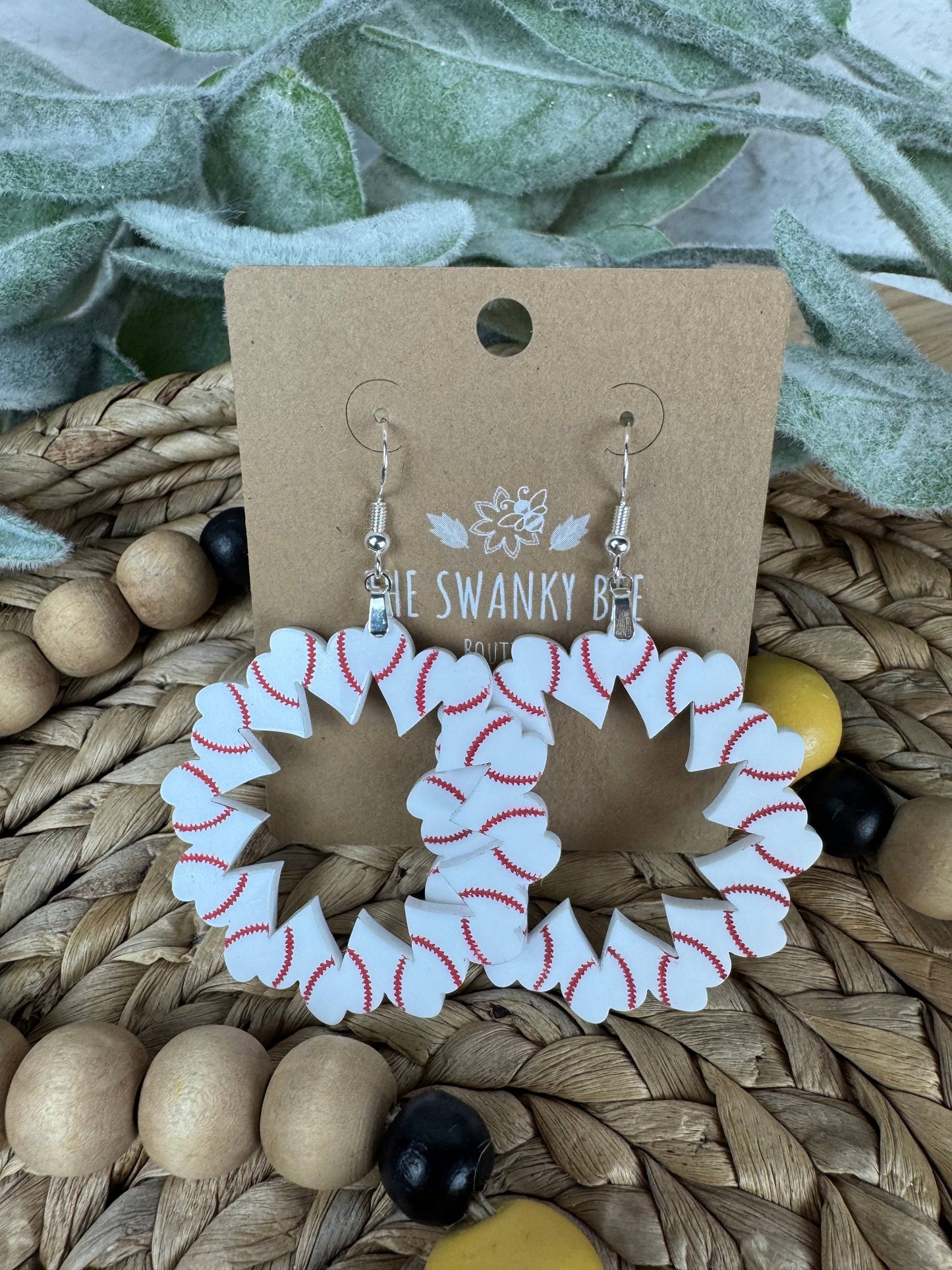 Heart Baseball Hoop Earrings – Baseball Mom, Baseball Gift for Her, Sports Fan Accessories