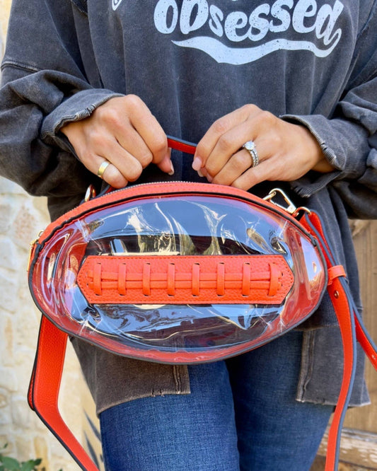 Clear Gameday Football Stitch Detail Crossbody Bag