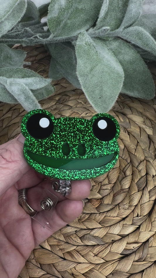 Smiling Frog Interchangeable Badge Reel – Cute Retractable ID Holder